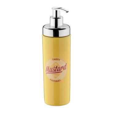 Imagem de Pote Bisnaga Mostarda Dispenser Para Molho 300ml Com Válvula Pump Cozi
