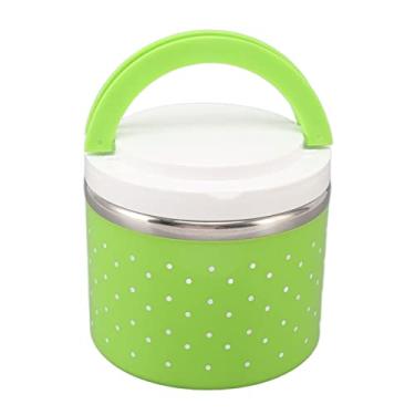 Imagem de YOUTHINK Lancheira Isolada Redonda, Recipiente de Alimentos Térmico de Aço Inoxidável à Prova de Vazamento para Viagens de Escritório Escolar, Mantém Os Alimentos Quentes ou Frios (Verde)
