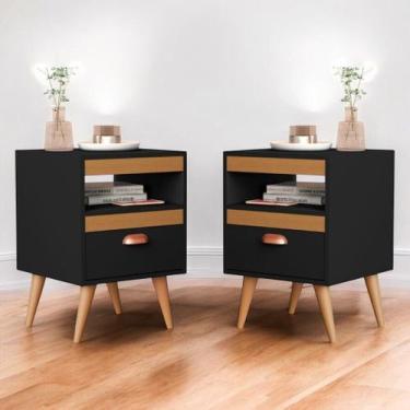 Imagem de Kit Mesa Cabeceira 2 Unidades Preto Ype Preto - CYM ESTOFADOS