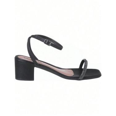 Imagem de Sandália Salto Alto Feminina Com Tira Fivela Salto Grosso Confortável 