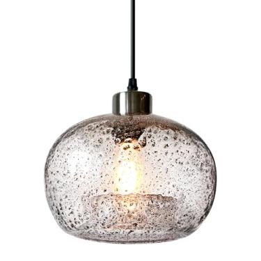 Imagem de CASAMOTION Lustre de iluminação de vidro soprado à mão luzes de teto pequenas para cozinha Island Vintage rústico fazenda sala de jantar bar área sobre pia cor transparente com sementes acabamento em níquel escovado 9" Diam