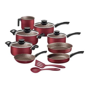 Imagem de Jogo de Panelas Paris Alumínio Revestimento Antiaderente 10 Peças Verm