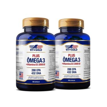 Imagem de Ômega 3 Plus com vitamina D3 2000 UI Vitgold Kit 2x 100 caps.-Unissex