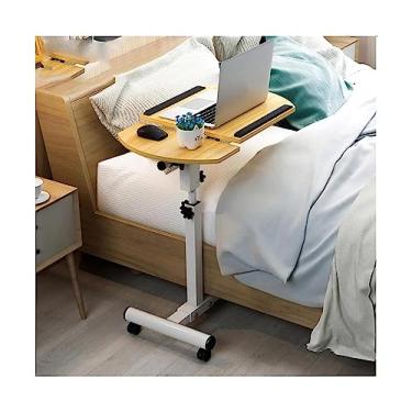 Imagem de UWEREBFM Mesa para laptop com moldura de aço ajustável, mesa para laptop com rodízio, mesa de pé sobre rodas e cabeceira