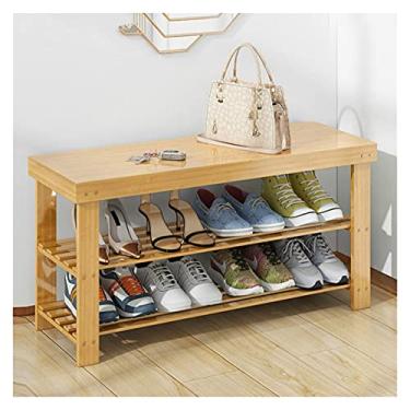 Imagem de Lss9azznmm Sapateira simples de bambu sapateira prateleira de sapatos multicamadas sapateira dormitório doméstico prateleira de sapatos à prova de poeira suportes de flores bancos prateleira de