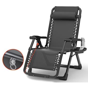 Imagem de ONDHGFBGB Cadeiras de praia para pátio ao ar livre com travesseiro e suporte de copo ajustável dobrável cadeira de gramado reclinável cadeiras de piscina para acampamento e quintal estrutura de aço