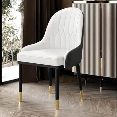 Imagem de AkosOL Cadeiras de jantar modernas, cadeiras de sala de jantar de cozinha de couro PU à prova d'água, pernas de metal, cadeiras laterais de sala de estar, cadeiras estofadas, cadeiras de cozinha e