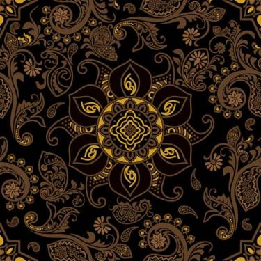Imagem de Papel de parede vintage damasco francês descascar e colar preto/marrom/dourado design de papel de parede autoadesivo removível para paredes banheiro quarto decoração de casa 45 cm x 299 cm papel de