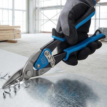 Imagem de Cortador de estanho de aviação, tesouras de corte de metal de 25,4 cm para cortar chapas de metal, lâminas Cr-V, recortes retos de aviação esquerda e direita, com alça ergonômica TyreGrip e trava de