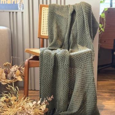 Imagem de Manta 100% Algodão 1.20 x 1.50m para Sofá e Cama Verde - AMOFADAS