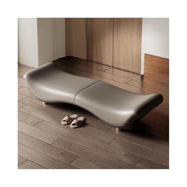 Imagem de Banqueta italiana minimalista para quarto, banco de cama, banco frontal, banco de sapatos, loja de roupas, banco de sofá, banco de cama (cinza, pequeno)