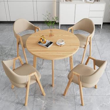 Imagem de Mesa de negociação de recepção conjunto de 4 mesas de jantar e cadeira, pequenas mesas de sala de conferências, mesa de escritório simples, conjunto de mesa e cadeira redonda, para escritório