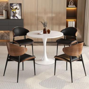 Imagem de Mesa redonda de café, 1 mesa, 4 cadeiras, mesa de lazer de escritório e 4 lugares, combinação de mesas de recepção e cadeiras de negociação redonda, economia de espaço, para sala de jantar, cozinha