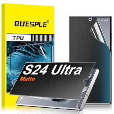 Imagem de QUESPLE Pacote com 2 protetores de tela para Samsung Galaxy S24 ultra antirreflexo fosco de 6,8 polegadas, película de poliuretano flexível de toque suave e responsivo, [suporta desbloqueio de