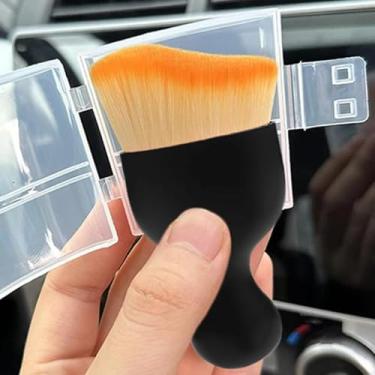 Imagem de 1 peça escova macia de limpeza de carro painel saída de ar remoção de poeira detalhes escovas limpas acessórios interiores automóveis (com tampa, 10 * 6 * 3 cm)