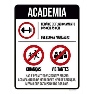 Imagem de Kit 5 Placas Academia Regras De Uso 27X35 - Sinalizo