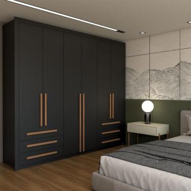 Imagem de Guarda-Roupa Casal Nobile Plus 6 Portas 6 Gavetas Preto - Panorama Móv