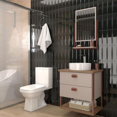 Imagem de Armário de Banheiro Cielo 60cm 2 Gavetas C/ Espelheira 100% Mdf Cappuc