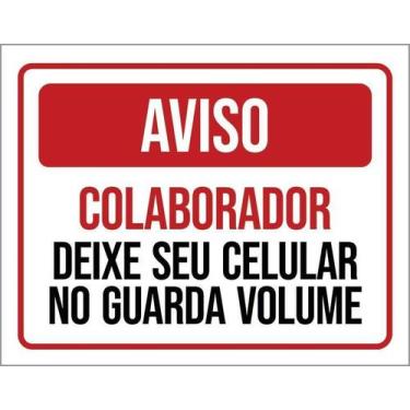 Imagem de Kit 5 Placa Acm Colaborador Deixe Celular Guarda Volume18X23 - Sinaliz