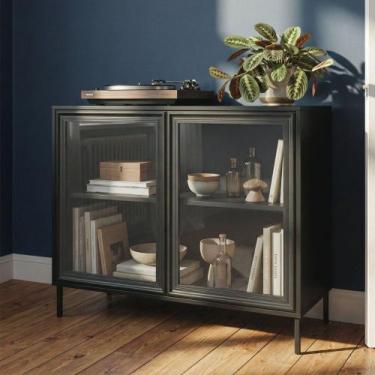 Imagem de Balcão Buffet Refresh 2 Portas 1 Prateleira com Vidro Preto - Brv, Pre