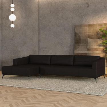 Imagem de Sofá 5 Lugares 366cm com Chaise Esquerdo Eko Couro Bordô Z55  - Mpozenato