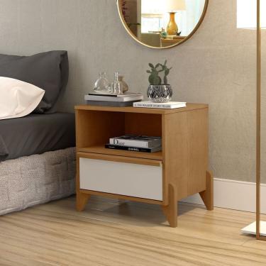 Imagem de Mesa de Cabeceira 52cm X 56cm Premiere Freijó Marrom/Off-White