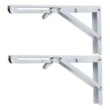 Imagem de Kit 2 Suportes Mão Francesa Dobrável Retrátil Reforçada 34cm