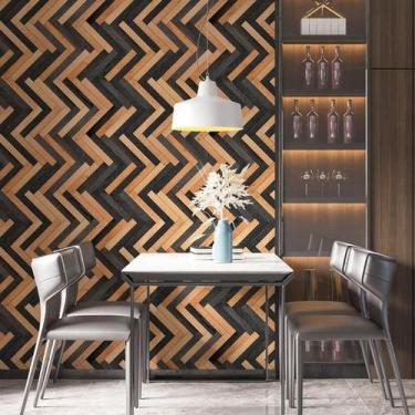 Imagem de Kit 10 Rolos Papel De Parede Adesivo Taco De Madeira 3,0M - Gh Papel D