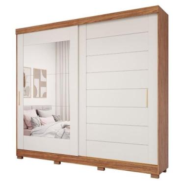Imagem de Guarda Roupa Veneza 2 Portas Correr Espelho Kit Pé MDF - Panan, Cinamo