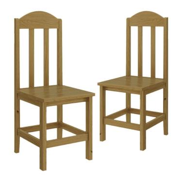 Imagem de Kit Com 2 Cadeiras De Jantar Madeira Maciça Safira Nogueira Sem Estofado Nogueira S/estofado