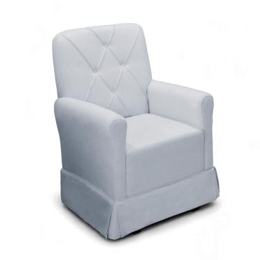 Imagem de Poltrona de Amamentação Balanço com Puff Serena Veludo Cinza Claro - Loja Sheep