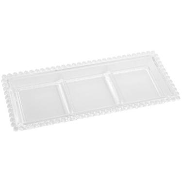 Imagem de Petisqueira Pearl em Cristal Com 3 Divisórias 30x13x3cm Wolff - âWolff