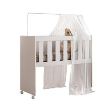 Imagem de Mini Berço Multifuncional com Colchão e Rodízios Rubi em MDF 40cm Cor 
