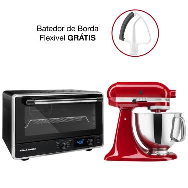 Imagem de Combo Forno Multifunções Com Air Fryer Black Matte + Batedeira Artisan Kitchenaid Empire Red - Kog21_Kea33_Cj 110V