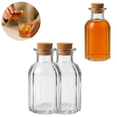 Imagem de Kit 2 Mini Garrafa de Vidro 130ml C/ Tampa Rolha Luxo - Lyor