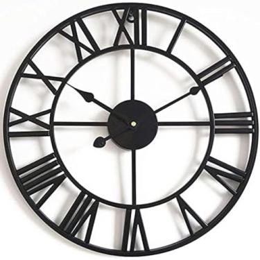 Imagem de Relógio Clássico Vintage Grande Montado Na Parede Para Jardim Relógio De Parede Para Jardim Externo De 80 CM, Relógio De Jardim Com Algarismos Romanos Relógio De Ferro Forjado À Prova D'água Para