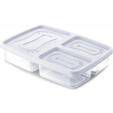 Imagem de Pote Retangular com Divisórias Pote Clic 3 Divisórias 24x17x5CM para Armazenar Alimento...