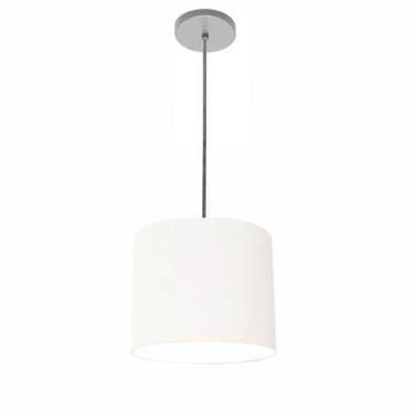 Imagem de Luminária Pendente Free Lux Md-4106 Cilíndrica para Teto com Cúpula em Tecido Branca Ca...