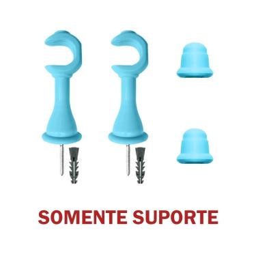 Imagem de Kit Varão para Cortina Simples 2 e 00m 19mm Modelo com Ponteira e Suporte Somente Acessórios Azul OEM