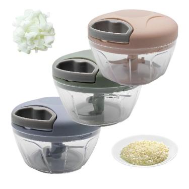 Imagem de Processador Triturador de Alimentos 3 Lâminas Manual Inox com Corda Retrátil