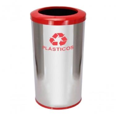 Imagem de Lixeira em Aço Inox com Aro Pintado Capacidade 30L Corpo Resistente Visual Moderno Inox Higipack