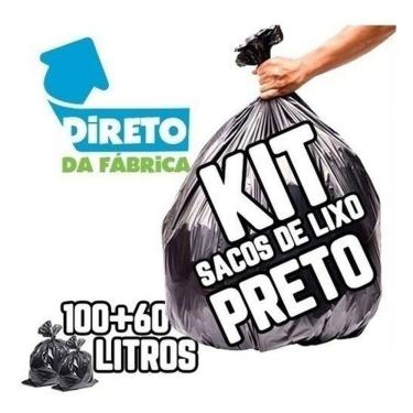 Imagem de Saco de Lixo Kit 20+40+60+100L Preto 100UN de Cada Tamanho Reforçado para Uso Comercial Higipack