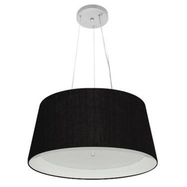 Imagem de Lustre Pendente Cone Md-4144 Cúpula em Tecido Fio Ajustável 185CM Preto - Branco Vivare...