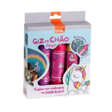 Imagem de Giz de Chão BRW 3 Cores BRW Magic Atóxico para Crianças com Formato Anatômico 1 Unidade