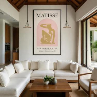 Imagem de Quadro Canvas Figura Feminina Bege Rosa 70x50cm Mold Branca - Quadros 