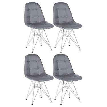 Imagem de Laraz, Kit 4 cadeiras estofadas Charles Eames Eiffel Botonê com pés de
