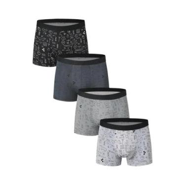 Imagem de Cuecas Boxer Masculinas Estampadas Oversized, Pacote Com 4, Estilo Eur