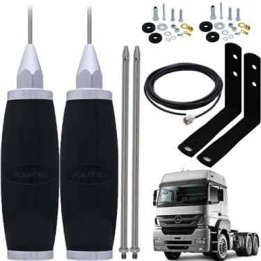 Imagem de 2 Antena Móvel Px B-2003P Alongador Inox 60cm Suporte Dianteiro Merced