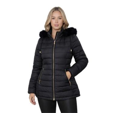 Imagem de Jaqueta ParKa Feminina Dupla Face Nylon/Peluciada Preta - Sunset Conce