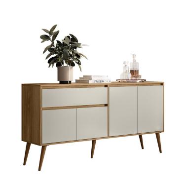 Imagem de Aparador Buffet Bellagio Retrô 4 Portas 1 Gaveta MDF-MDP 160cm Nature Off White